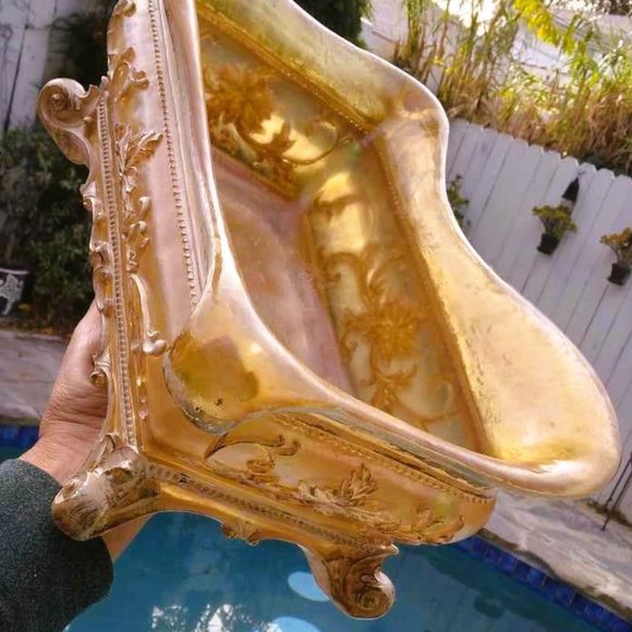 Vintage Baroque Translucent Lucite Acrylic Resin Scroll Footed Serving Dish - Picture 12 of 13